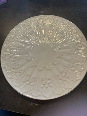 Lenox Cream Embossed Floral Charger with Subtle Gloss